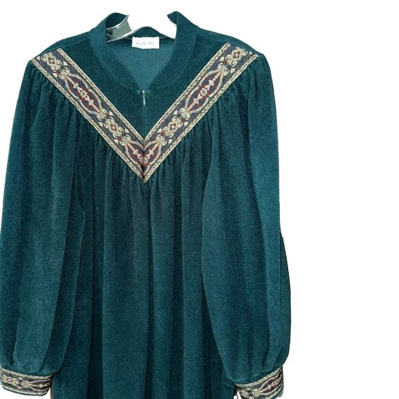 Vanity Fair Green Shevelva Night Gown Dress 3/4 zip up closure Size XL - Picture 3 of 7